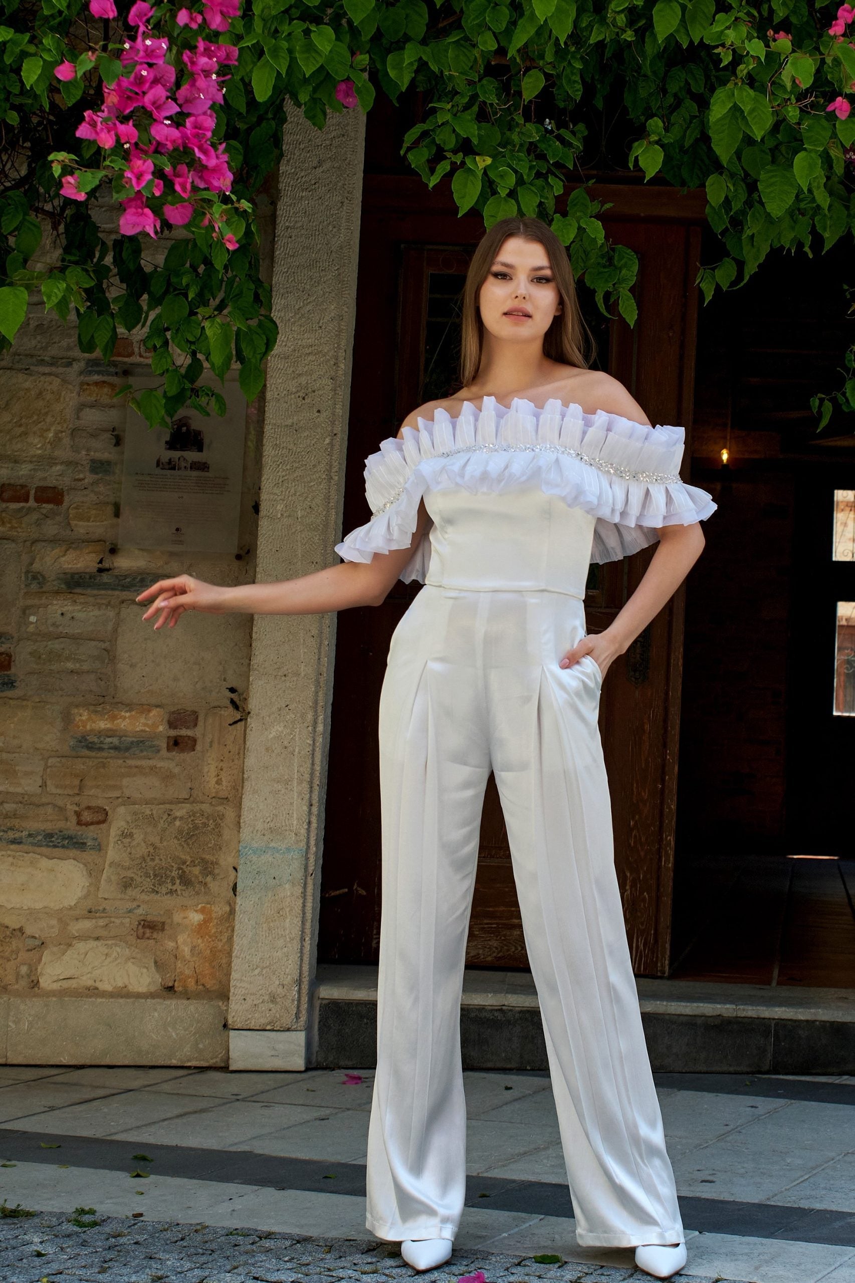 Off-the-shoulder Bridal Jumpsuit Ivy