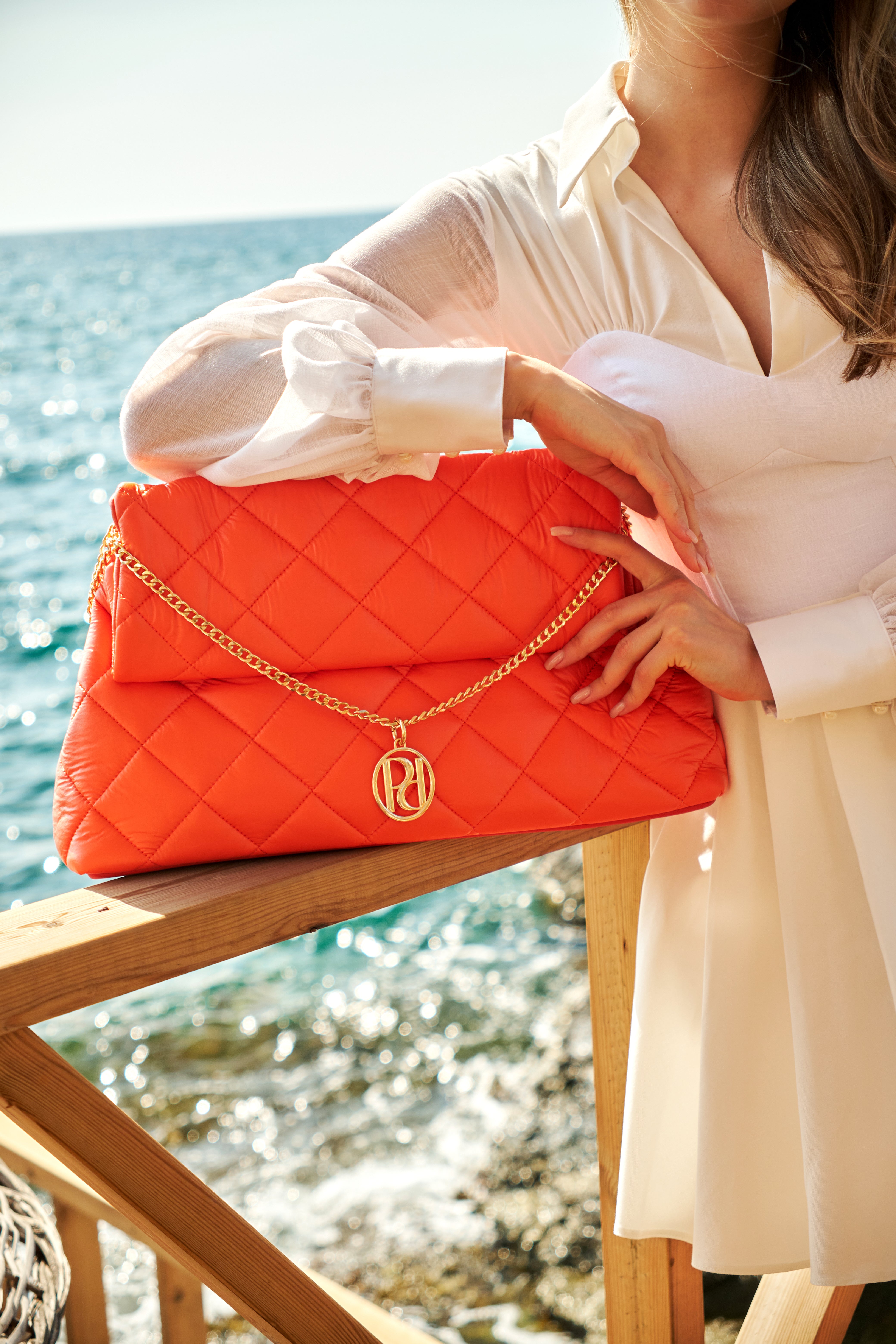 Quilted Orange Vegan Bag