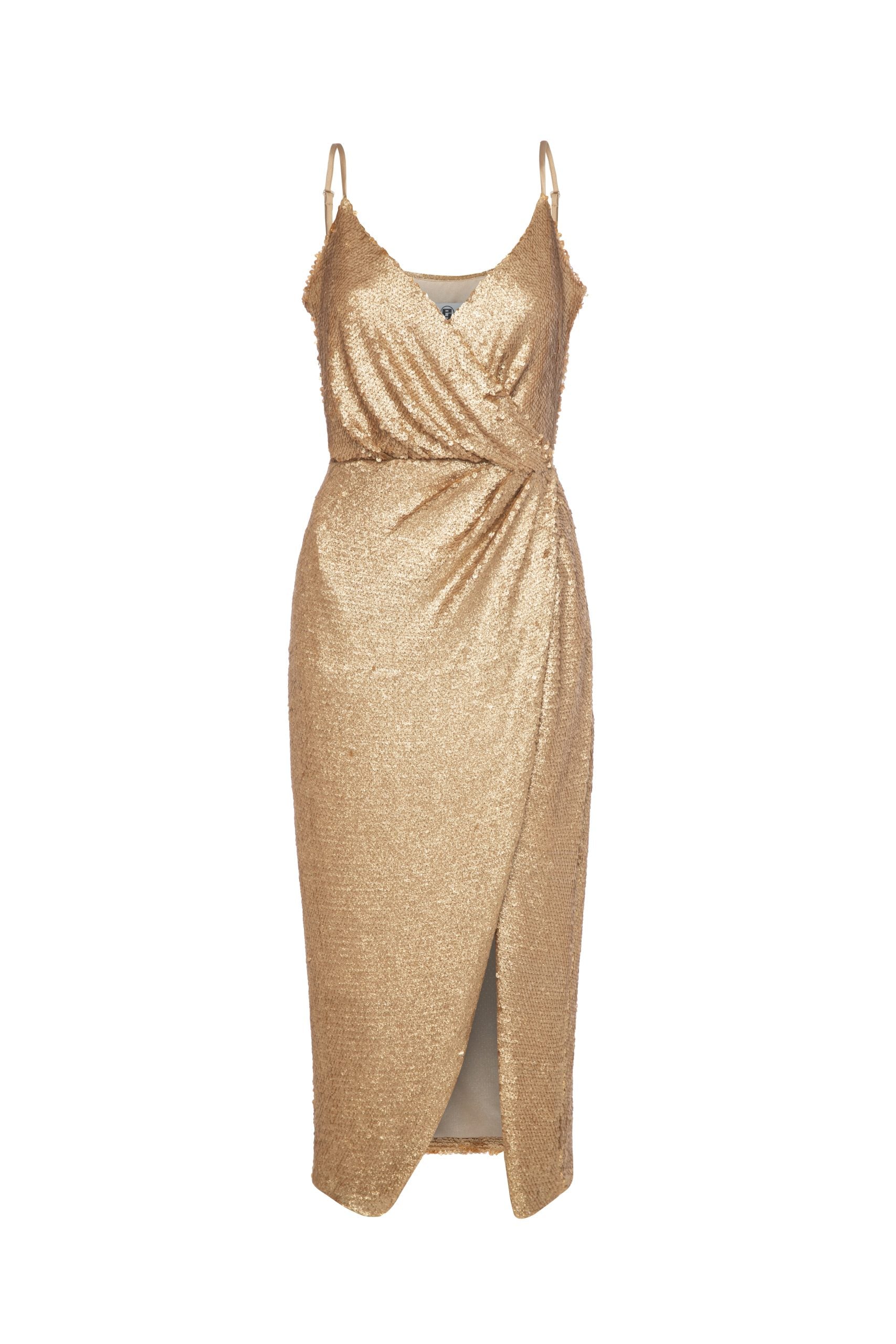 Gold Sequin Wrapped Dress Ariel